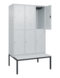 C+P dubbeldekse locker Classic Plus met bank, vakbreedte 400 mm  S