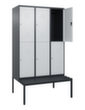 C+P dubbeldekse locker Classic Plus met bank, vakbreedte 400 mm  S