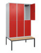 C+P dubbeldekse locker Classic Plus met bank, vakbreedte 400 mm  S