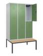 C+P dubbeldekse locker Classic Plus met bank, vakbreedte 400 mm  S