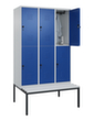 C+P dubbeldekse locker Classic Plus met bank, vakbreedte 400 mm  S