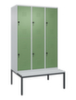 C+P dubbeldekse locker Classic Plus met bank, vakbreedte 400 mm