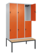 C+P dubbeldekse locker Classic Plus met bank, vakbreedte 400 mm  S