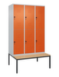 C+P dubbeldekse locker Classic Plus met bank, vakbreedte 400 mm