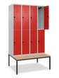 C+P dubbeldekse locker Classic Plus met bank, vakbreedte 300 mm  S