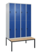 C+P dubbeldekse locker Classic Plus met bank, vakbreedte 300 mm