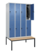 C+P dubbeldekse locker Classic Plus met bank, vakbreedte 300 mm  S