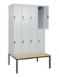 C+P dubbeldekse locker Classic Plus met bank, vakbreedte 300 mm  S