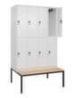 C+P dubbeldekse locker Classic Plus met bank, vakbreedte 300 mm  S