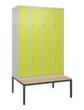 C+P dubbeldekse locker Classic Plus met bank, vakbreedte 300 mm