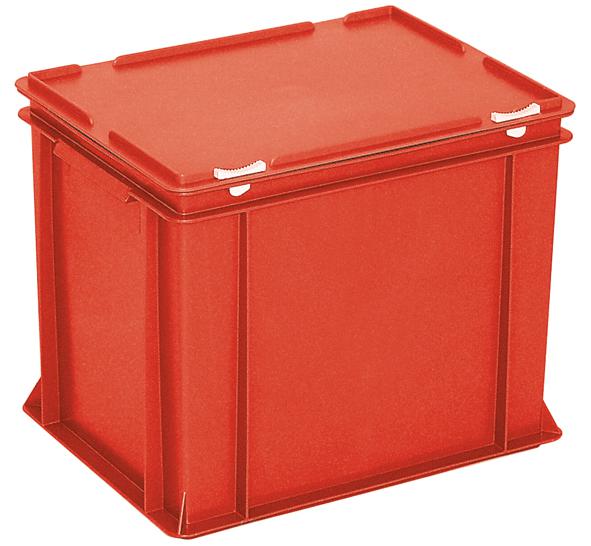 Euronom container met scharnierend deksel, rood, HxLxB 335x400x300 mm