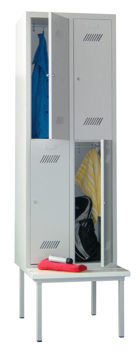 PAVOY Locker Basis lichtgrijs met bank + 2x2 vakken, vakbreedte 300 mm