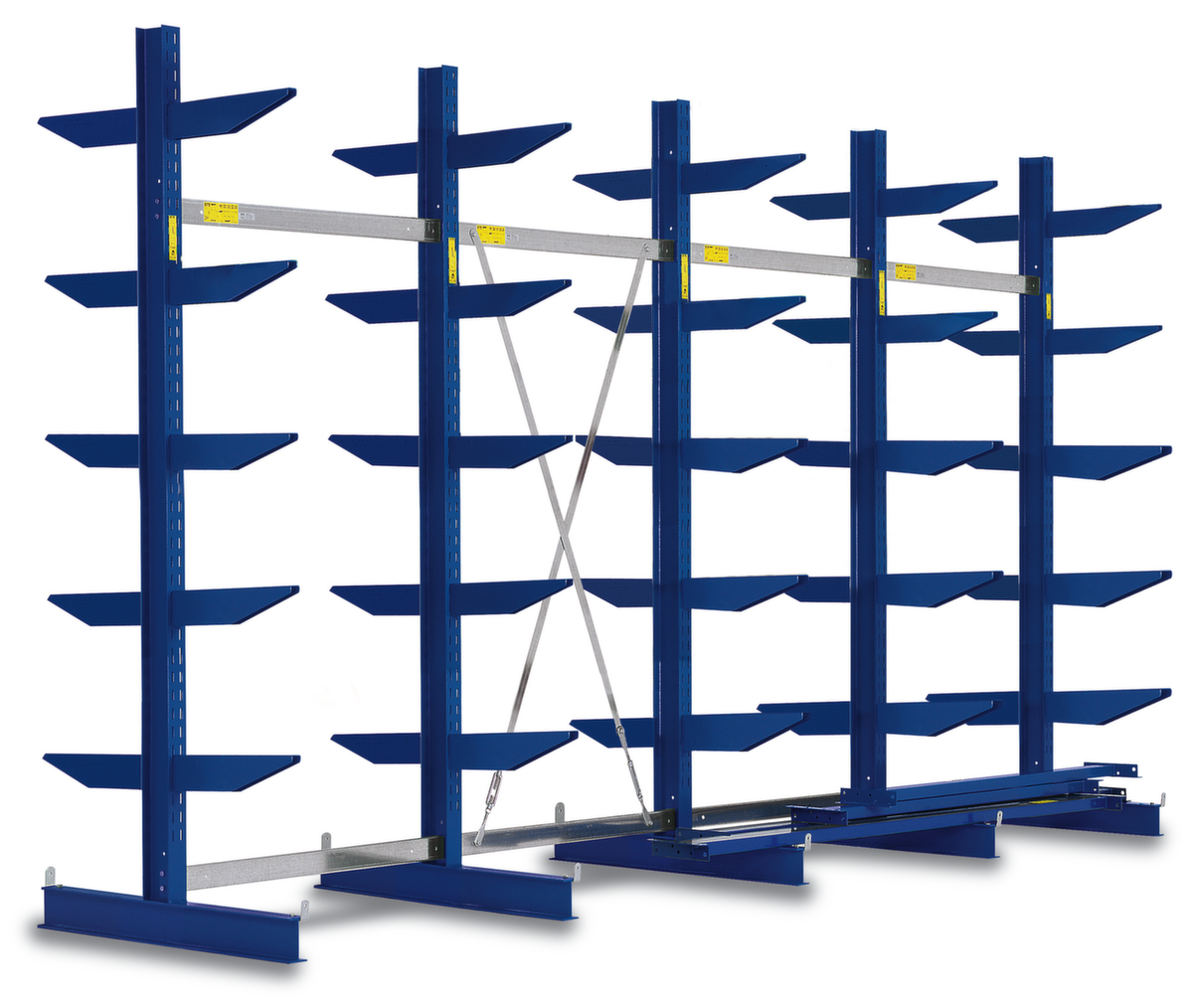 Draagarmstelling in middelzware uitvoering, tweezijdig - flexibele opstelling vrijstaand in de ruimte mogelijk, hoogte 2500 mm, 6 niveaus