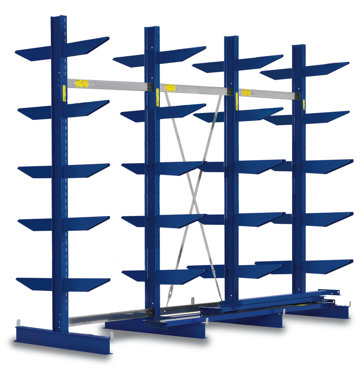 Draagarmstelling, tweezijdig - flexibele opstelling vrijstaand in de ruimte mogelijk, hoogte 2480 mm, 6 niveaus