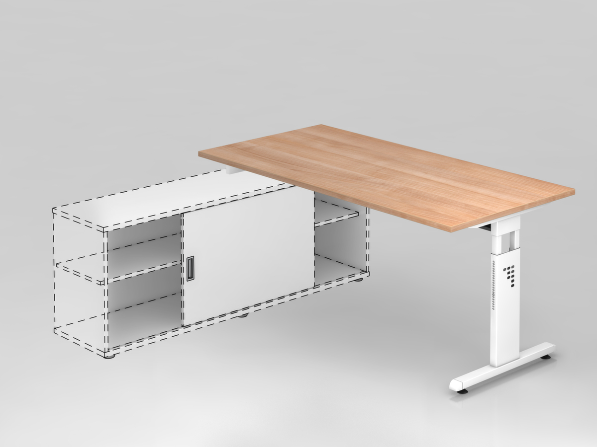 Aanbouwtafel voor sideboard, breedte x diepte 1600 x 800 mm, plaat notenboom