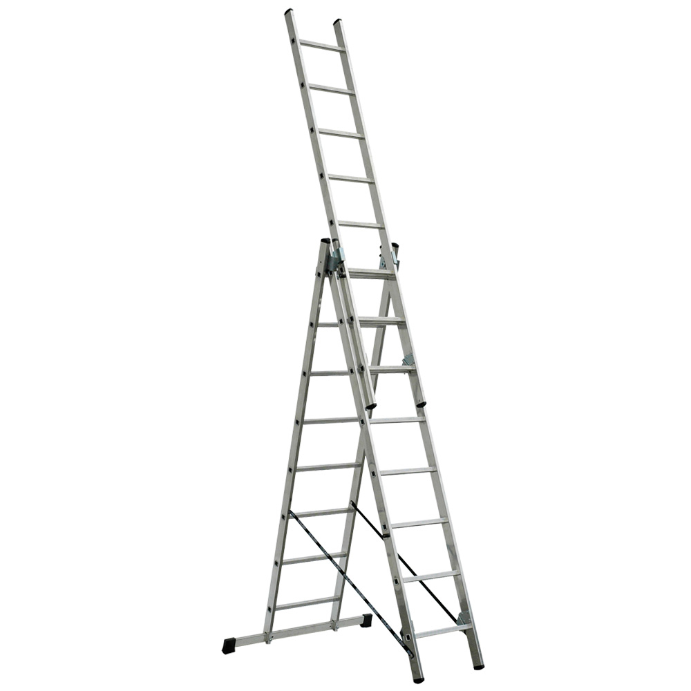 Driedelige multifunctionele telescoopladder, 3 x 8 sporten met antislipprofiel  ZOOM