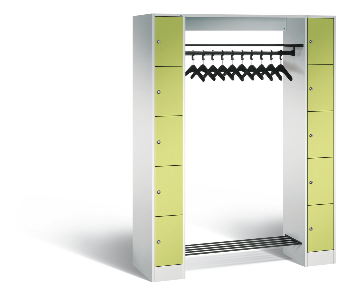 C+P Locker met kapstok Classic met 5 vakken rechts en links, breedte 1430 mm