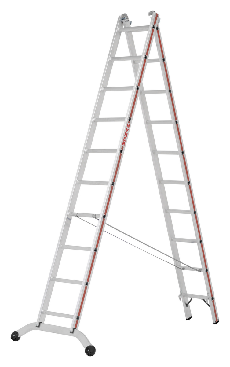 Hymer tweedelige multifunctionele ladder SC 60, 2 x 10 sporten met antislipprofiel