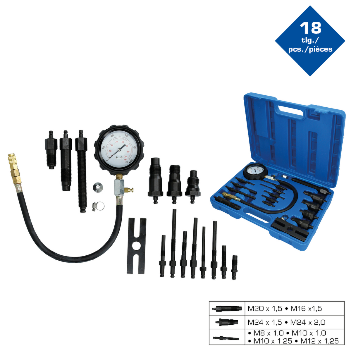 Compressie tester set voor dieselmotoren  ZOOM