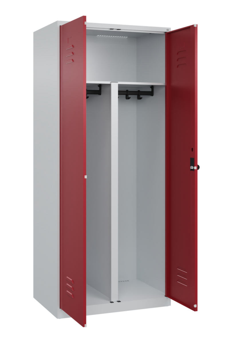 C+P Locker met zitbank Classic Plus voor scheiding van kleding, vakbreedte 400 mm  ZOOM