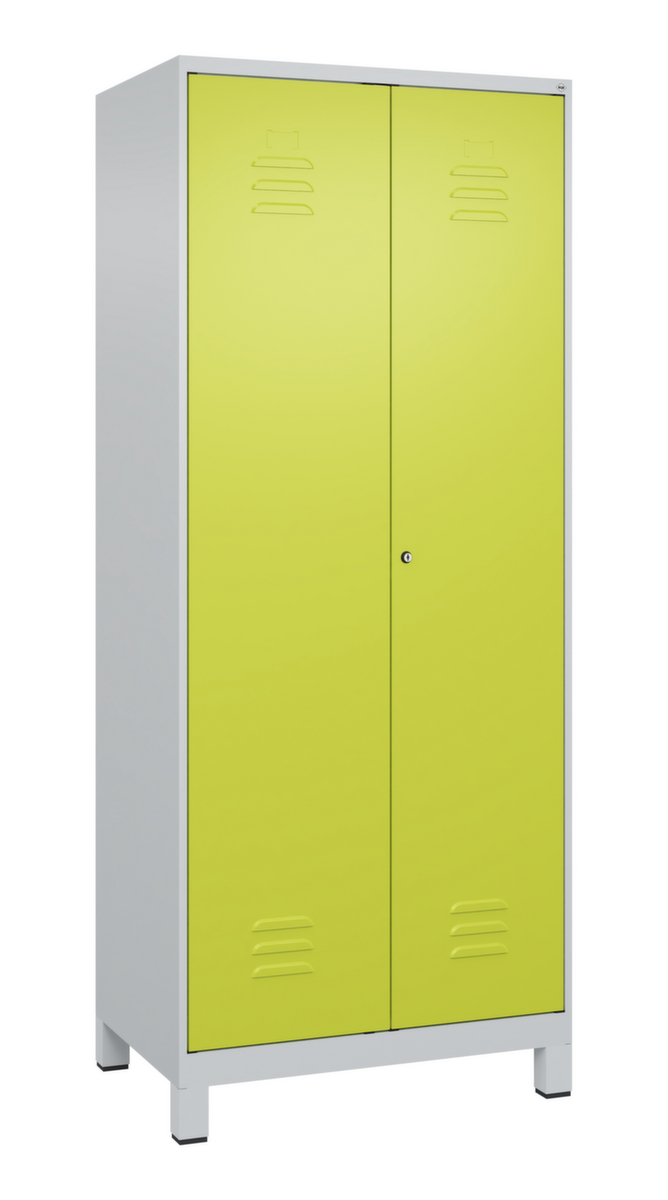 C+P Locker met zitbank Classic Plus voor scheiding van kleding, vakbreedte 400 mm