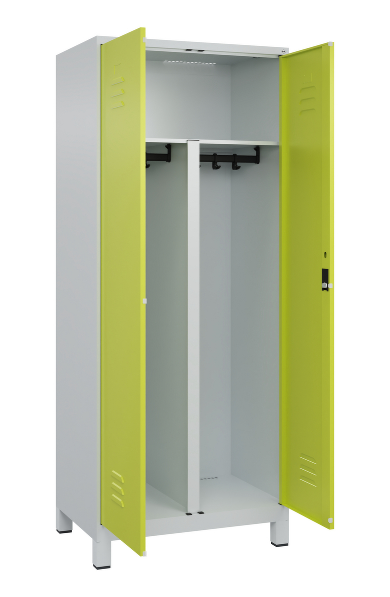 C+P Locker met zitbank Classic Plus voor scheiding van kleding, vakbreedte 400 mm  ZOOM