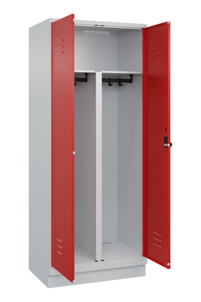 C+P Locker met zitbank Classic Plus voor scheiding van kleding, vakbreedte 400 mm  ZOOM