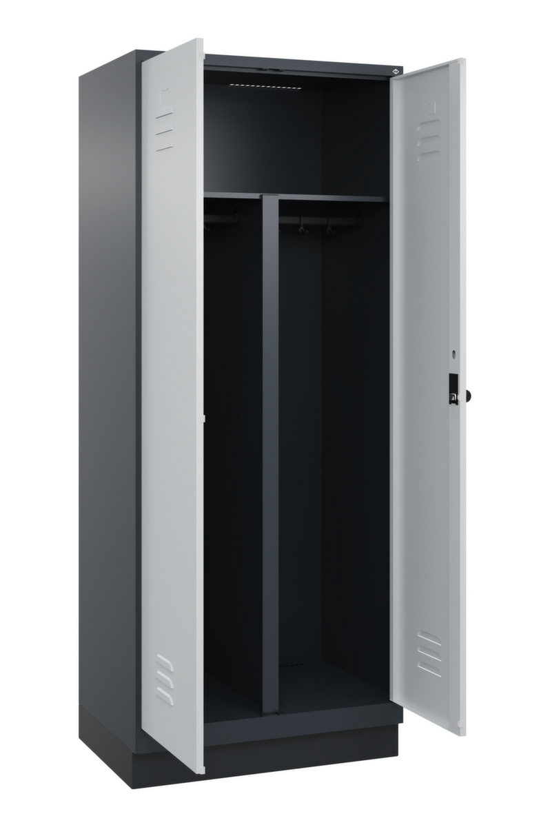 C+P Locker met zitbank Classic Plus voor scheiding van kleding, vakbreedte 400 mm  ZOOM