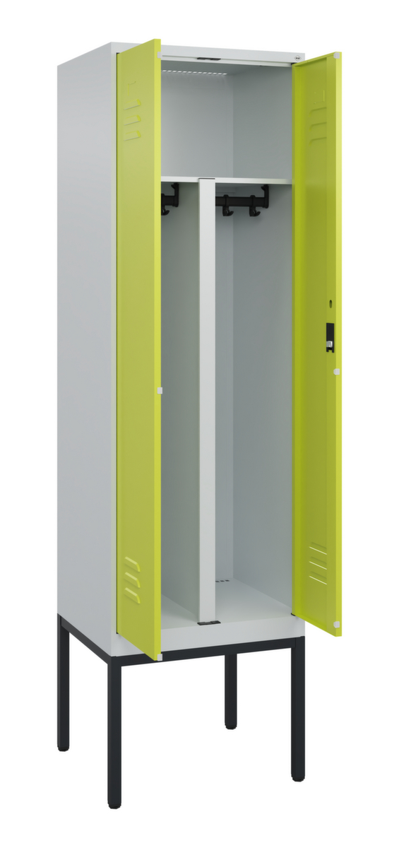 C+P Locker met zitbank Classic Plus voor scheiding van kleding, vakbreedte 300 mm  ZOOM