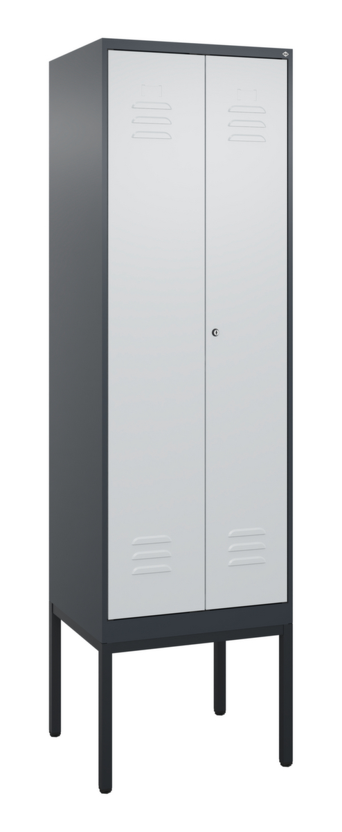 C+P Locker met zitbank Classic Plus voor scheiding van kleding, vakbreedte 300 mm