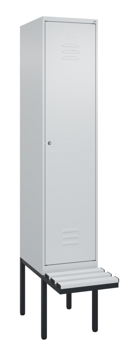 C+P Locker met zitbank Classic Plus voor scheiding van kleding, vakbreedte 400 mm