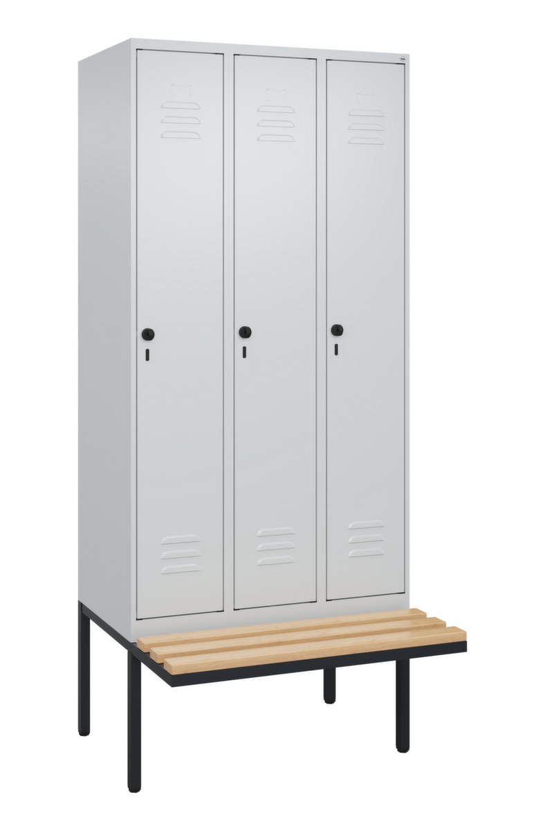 C+P Locker met zitbank Classic Plus voor scheiding van kleding, vakbreedte 300 mm