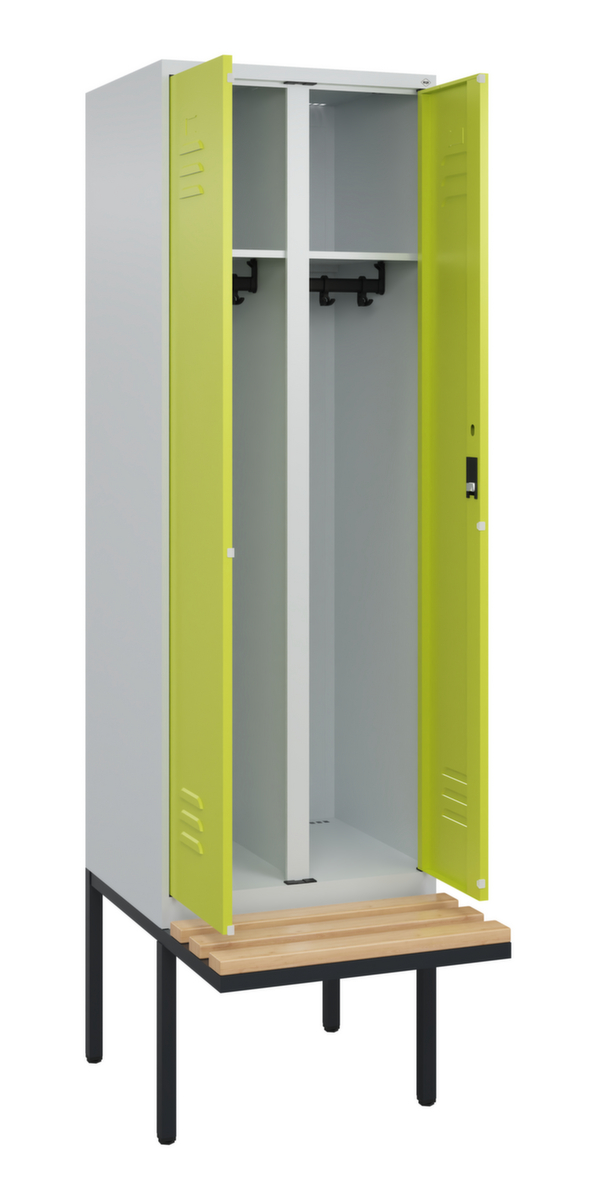 C+P Locker met zitbank Classic Plus voor scheiding van kleding, vakbreedte 300 mm  ZOOM