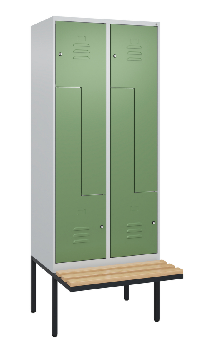 C+P Z-locker Classic Plus met ondergebouwde bank, vakbreedte 400 mm