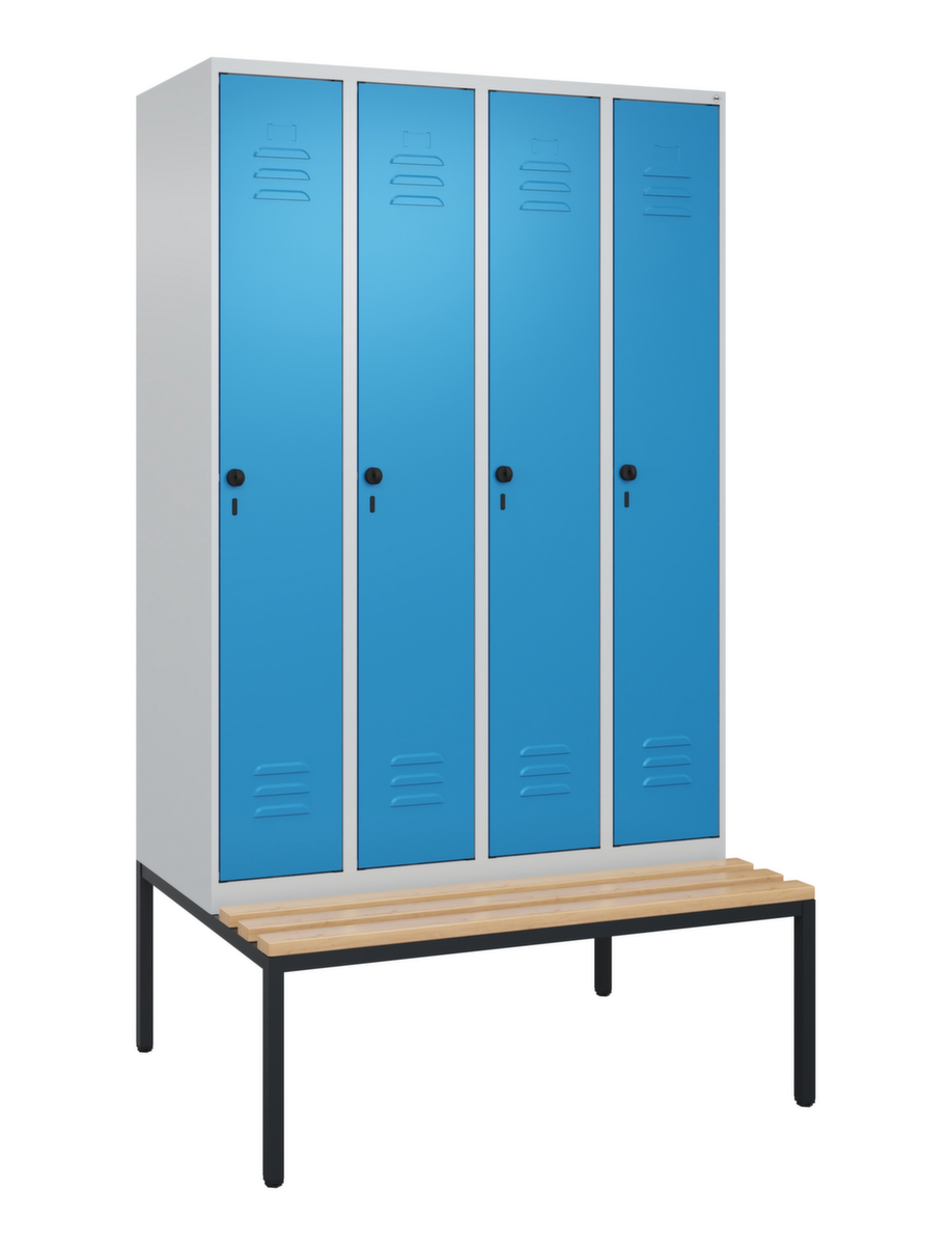 C+P Locker met zitbank Classic Plus voor scheiding van kleding, vakbreedte 300 mm