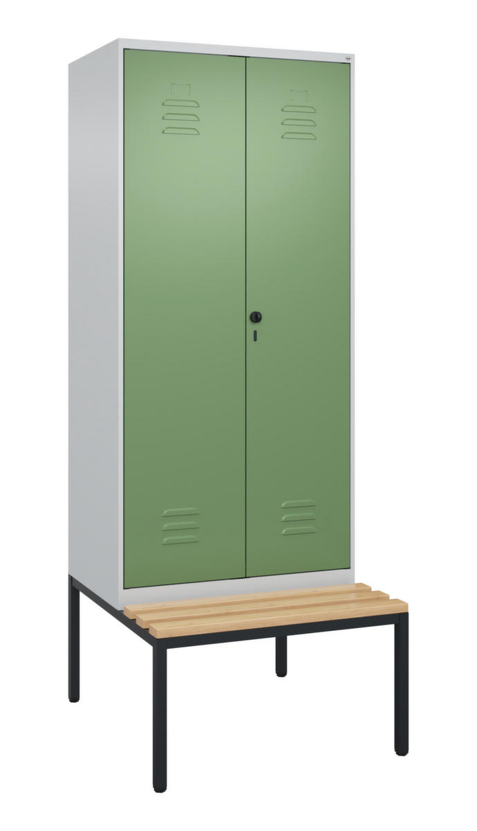 C+P Locker met zitbank Classic Plus voor scheiding van kleding, vakbreedte 400 mm