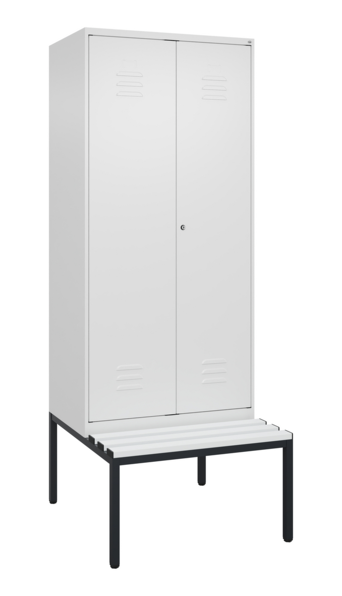 C+P Locker met zitbank Classic Plus voor scheiding van kleding, vakbreedte 400 mm