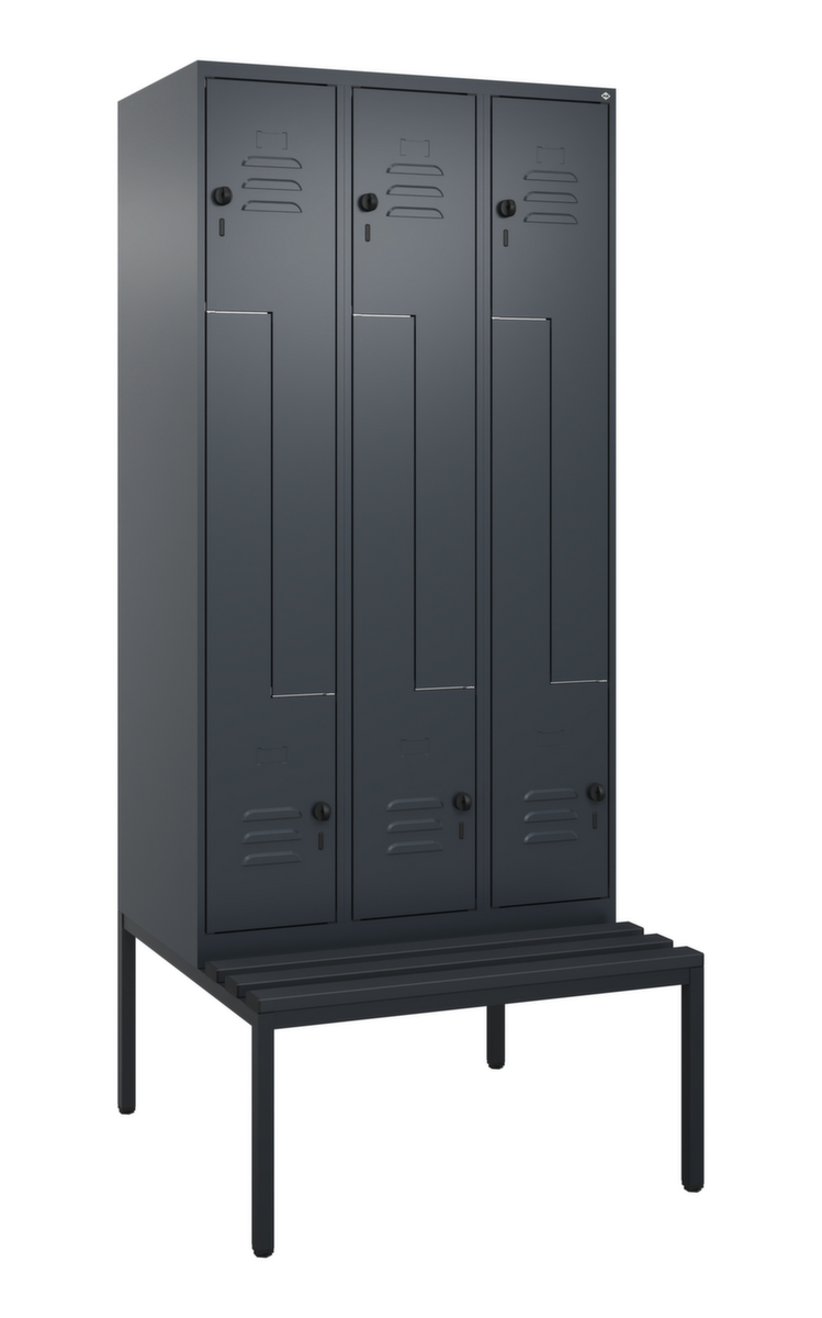 C+P Z-locker Classic Plus met ondergebouwde bank, vakbreedte 300 mm