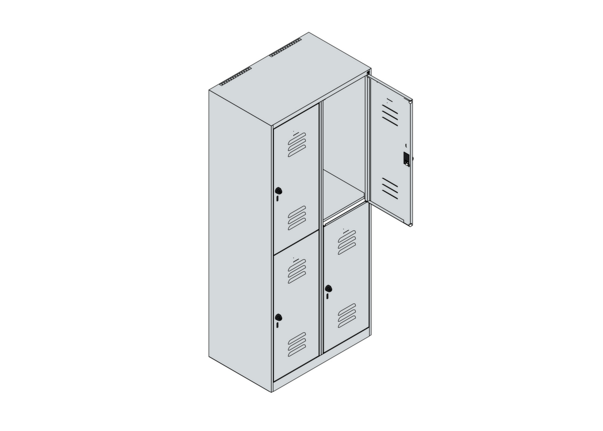 C+P Dubbeldekse locker Classic Plus, vakbreedte 400 mm  ZOOM