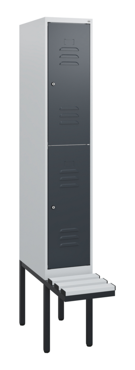 C+P dubbeldekse locker Classic Plus met bank, vakbreedte 300 mm