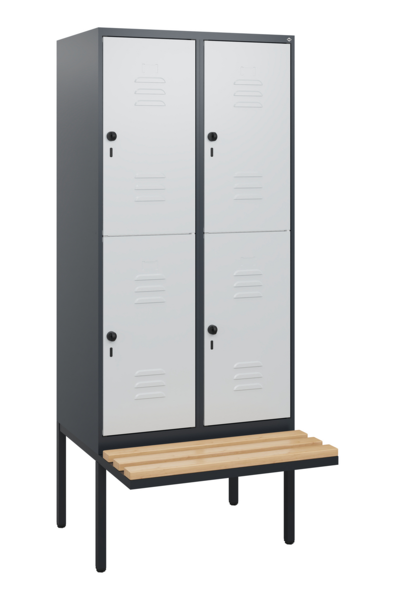 C+P dubbeldekse locker Classic Plus met bank, vakbreedte 400 mm