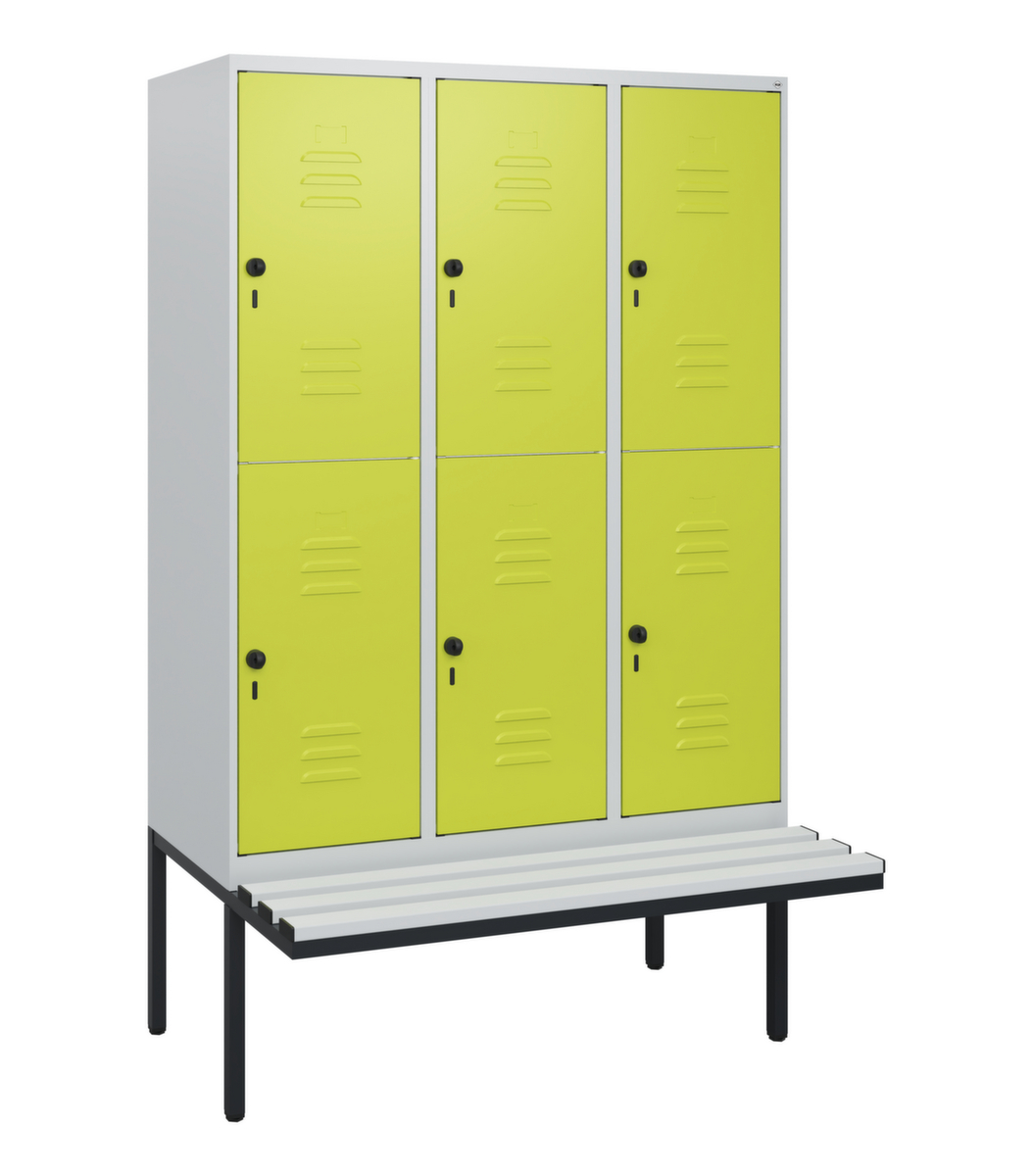 C+P dubbeldekse locker Classic Plus met bank, vakbreedte 400 mm