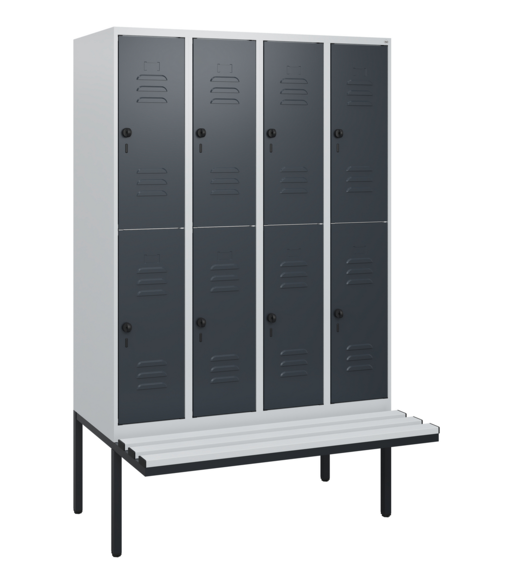 C+P dubbeldekse locker Classic Plus met bank, vakbreedte 300 mm