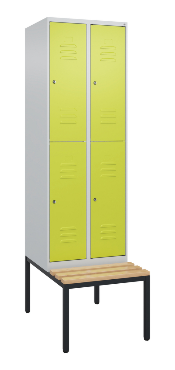 C+P dubbeldekse locker Classic Plus met bank, vakbreedte 300 mm