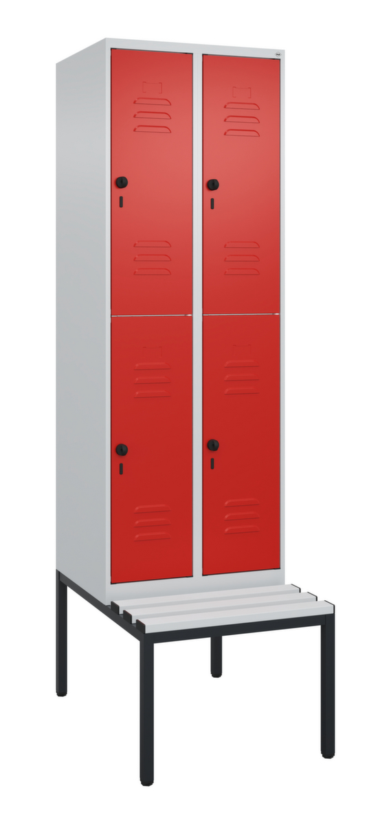 C+P dubbeldekse locker Classic Plus met bank, vakbreedte 300 mm