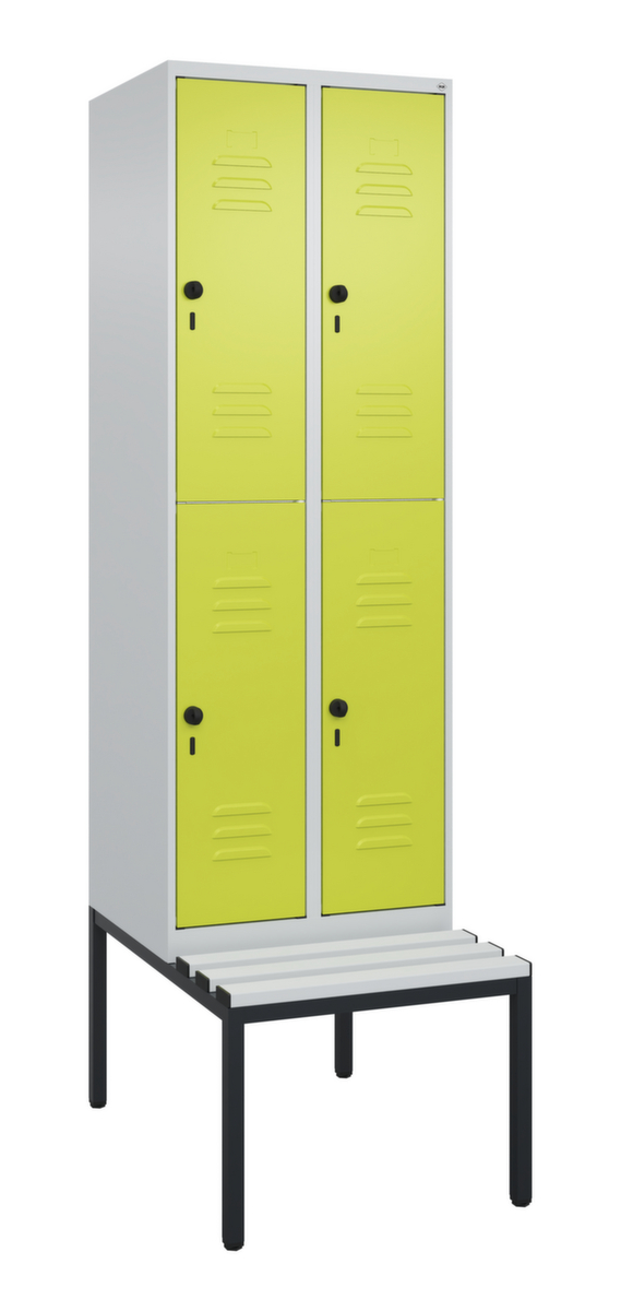 C+P dubbeldekse locker Classic Plus met bank, vakbreedte 300 mm