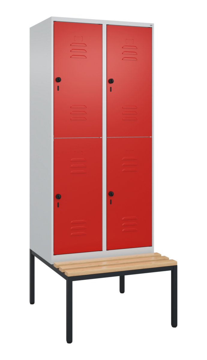 C+P dubbeldekse locker Classic Plus met bank, vakbreedte 400 mm