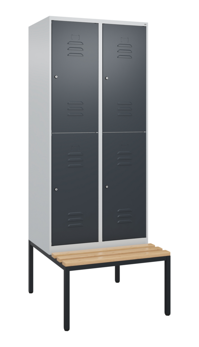 C+P dubbeldekse locker Classic Plus met bank, vakbreedte 400 mm