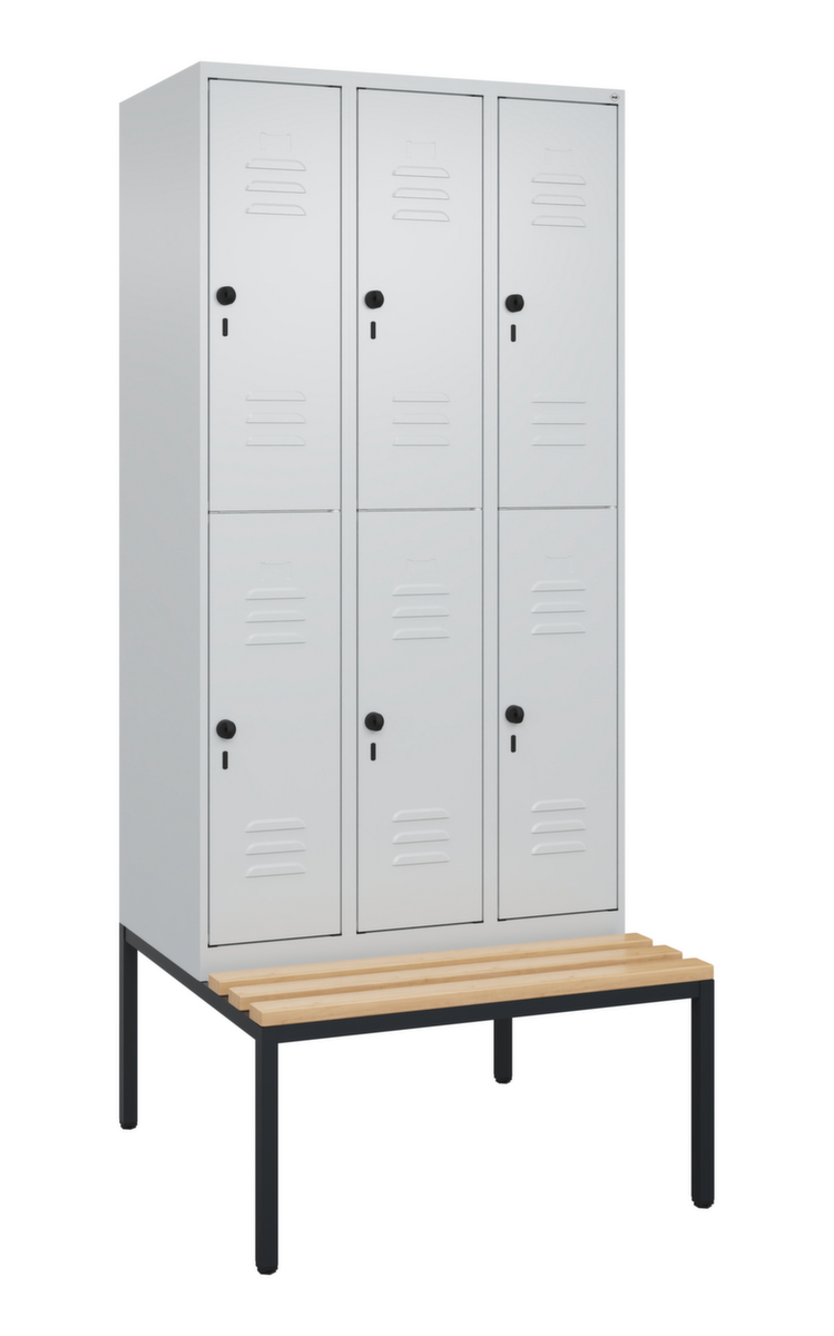 C+P dubbeldekse locker Classic Plus met bank, vakbreedte 300 mm