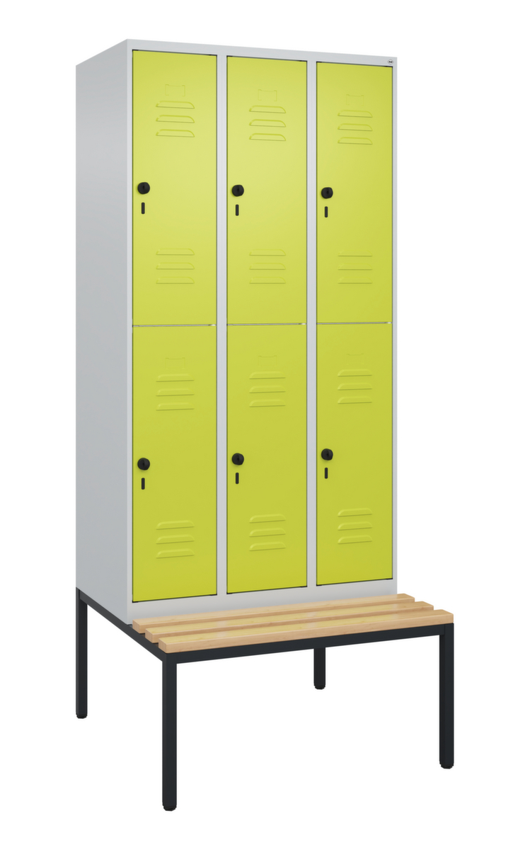 C+P dubbeldekse locker Classic Plus met bank, vakbreedte 300 mm